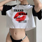 90s Femboy fairycore goth crop top Woman gothic  manga korean fashion graphic  t-shirts cropped