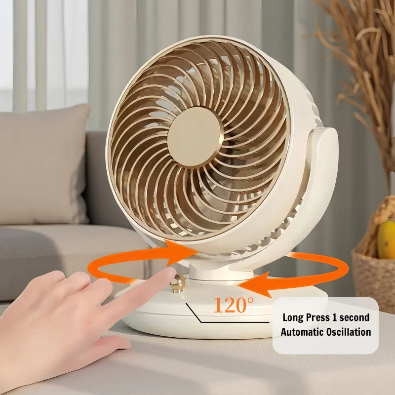 Small Desktop Fan 6 Inch Table Fan 3 Speed 140° Manual Tilt and 120° Auto Oscillation For Home Office Bedroom