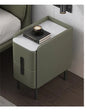 Moder Style Wooden Bedside Table Mini Narrow Leather Bedroom Nightstand Side Storage Cabinet with 2 Drawers Hotel End Table