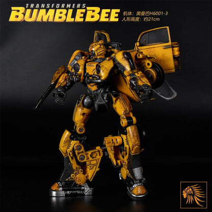 Transformable Robot 21cm Bumblebee Alloy Painted Action Figure Collectible Toy Battle Damaged Car Model Desk Ornament Boy Gift