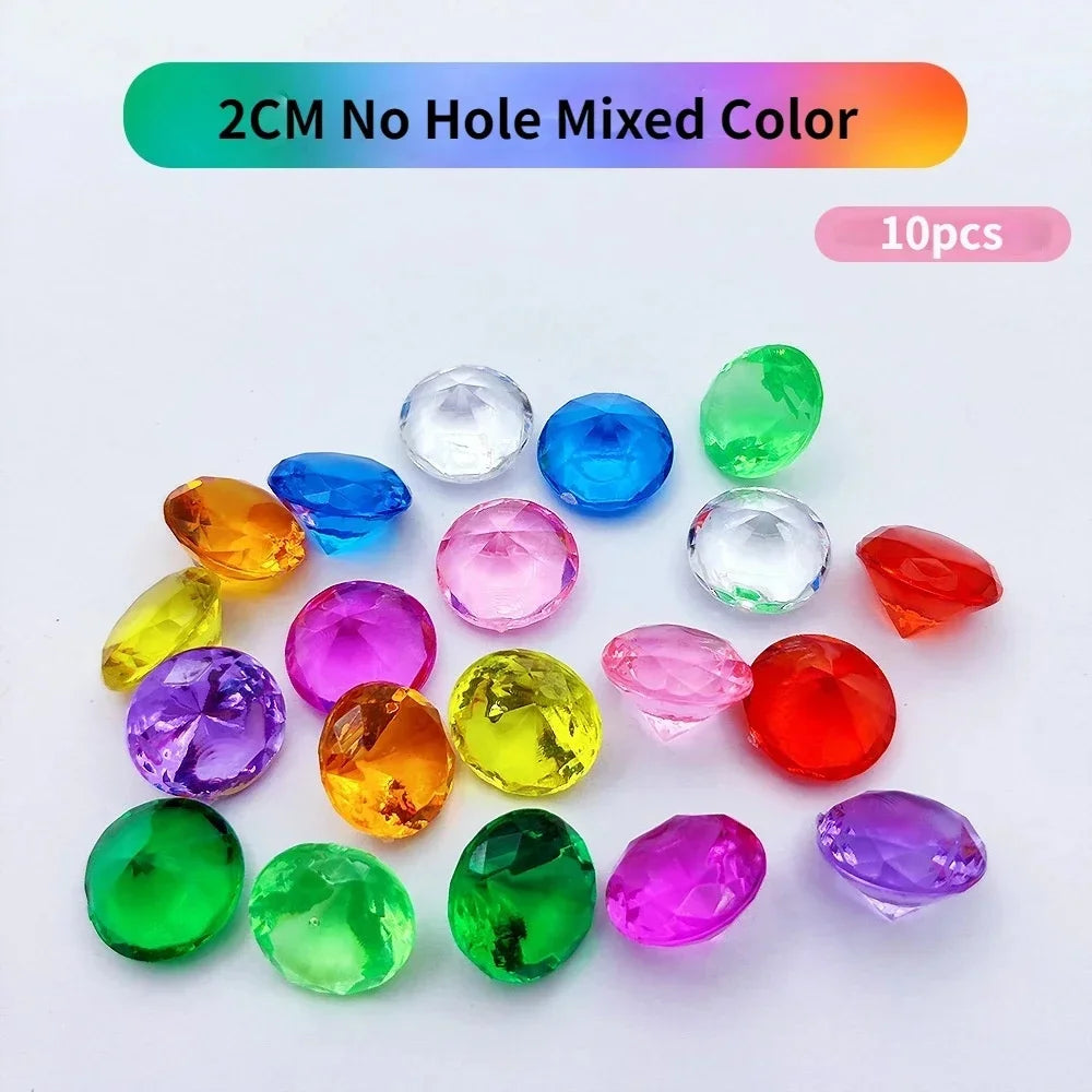 10pcs Fake Diamond Crystal Gem Toy Treasure Chest Pirate Acrylic Paperweight Diy Art Craft Decorative Gift Photography Props