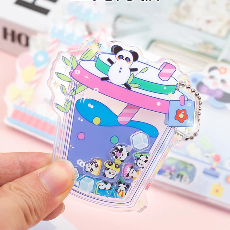 Custom Shaker Keychain Anime Cartoon Logo Acrylic Key Chain Photo Customized Transparent Printing Design Game Keychains for Gift