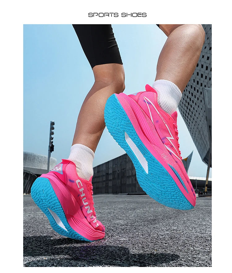 Men's and Women's Running Shoes Anti Slip and Shock-Absorbing Carbon Fiber Board Professional Marathon Chunta Sports Shoes
