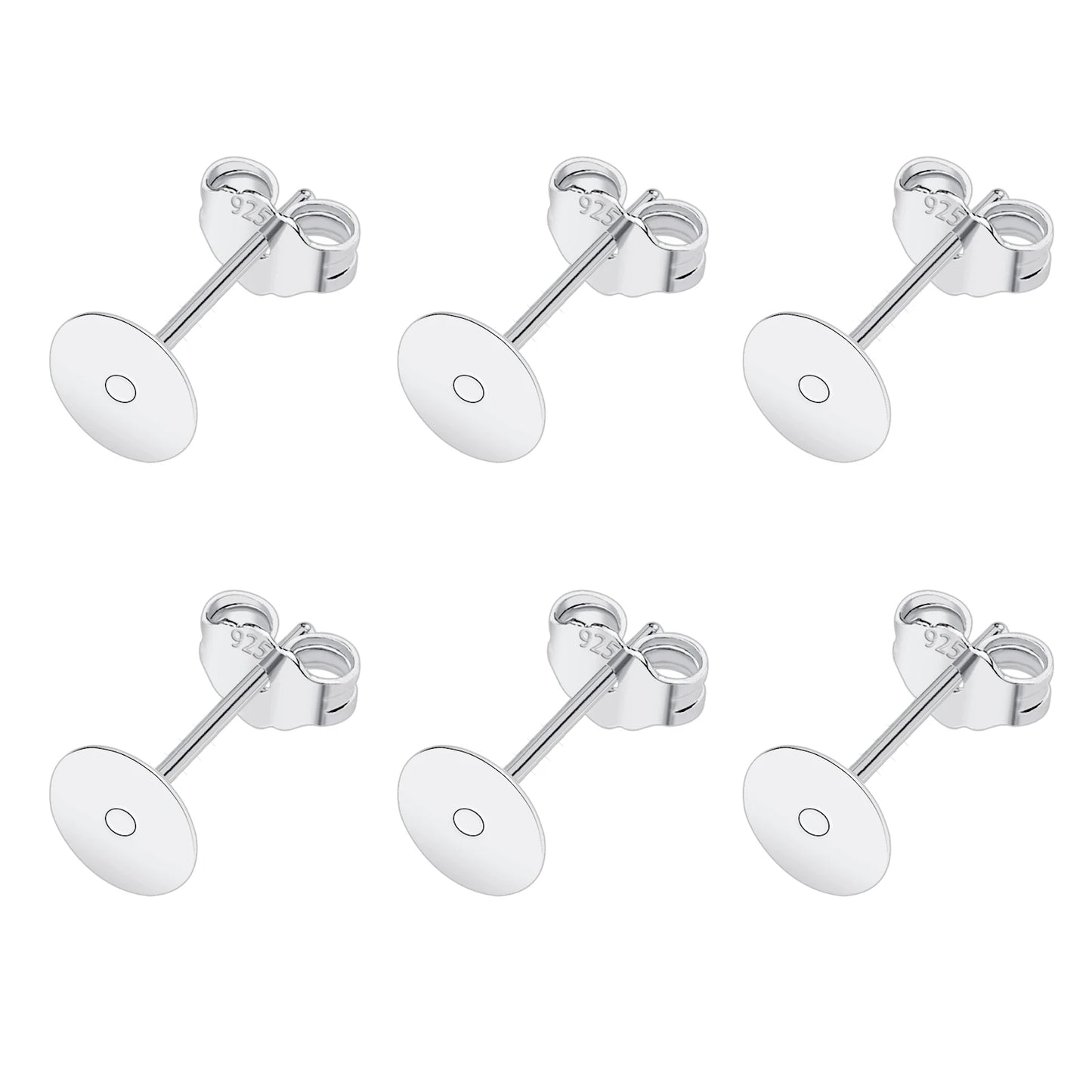 50pcs/Bag 925 Silver Stainless Steel Earring Studs Blank Post Base Pins With Earring Plug Findings Ear Back For Jewelry Making