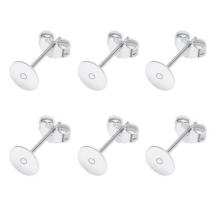 50pcs/Bag 925 Silver Stainless Steel Earring Studs Blank Post Base Pins With Earring Plug Findings Ear Back For Jewelry Making