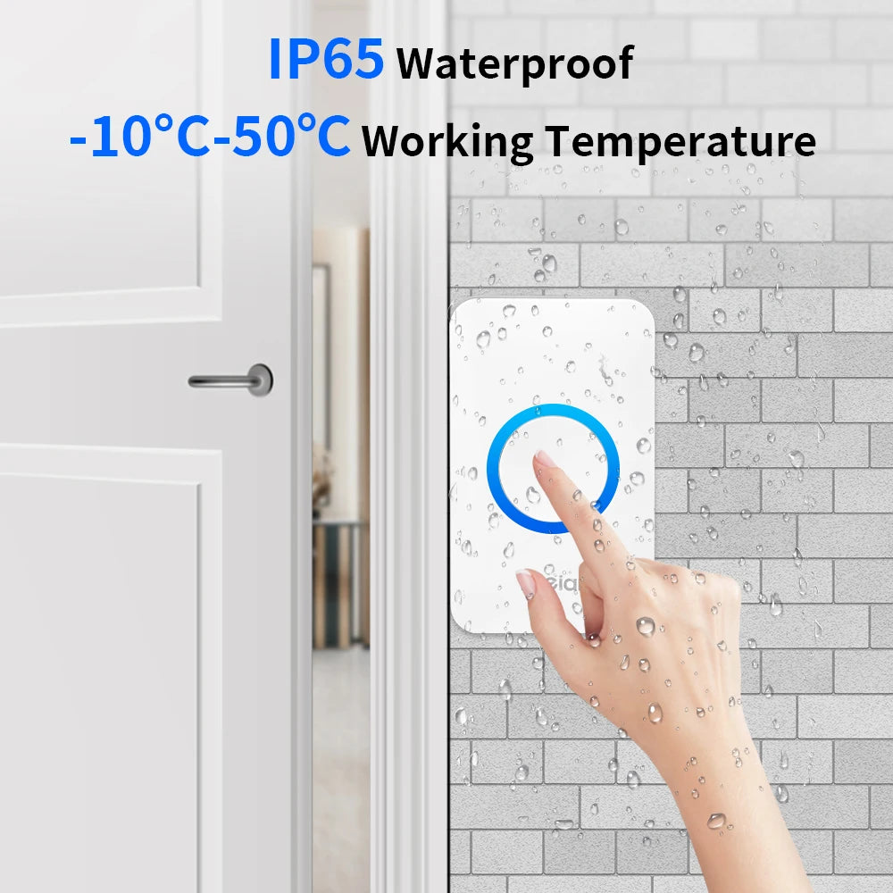 Meian Smart Home Doorbell Wireless Security Doorbell IP65 Waterproof Outdoor Door Bell 60 Songs 5 Volume Adjustable Chime Kit