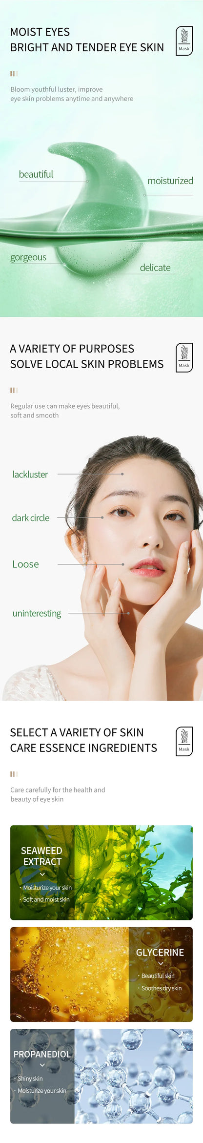 10 Pairs SADOER Crystal Collagen Eye Mask Anti Wrinkle Dark Circles Removal Eyes Bags Moisturizing Eye Patches Skin Care