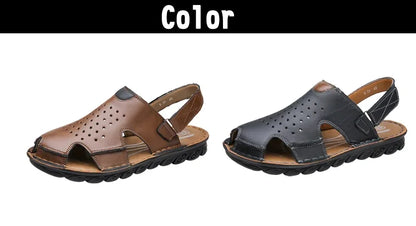 Men's Summer Slip-On Breathable Anti-Slip Outdoor Two-Way Sandals Soft Bottom Driving Hole Hole Casual Loafers-D39