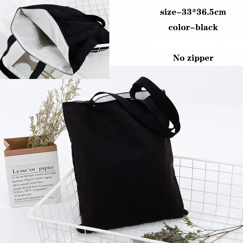 Canvas Cotton bag grocery handbag Foldable Fabric tote bag portable Storage organizer Shopping bag for woman Cloth organizer bag