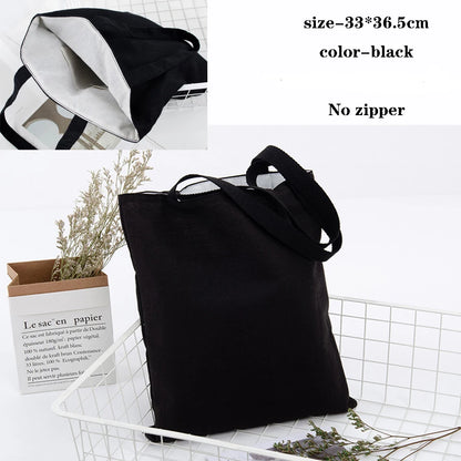 Canvas Cotton bag grocery handbag Foldable Fabric tote bag portable Storage organizer Shopping bag for woman Cloth organizer bag