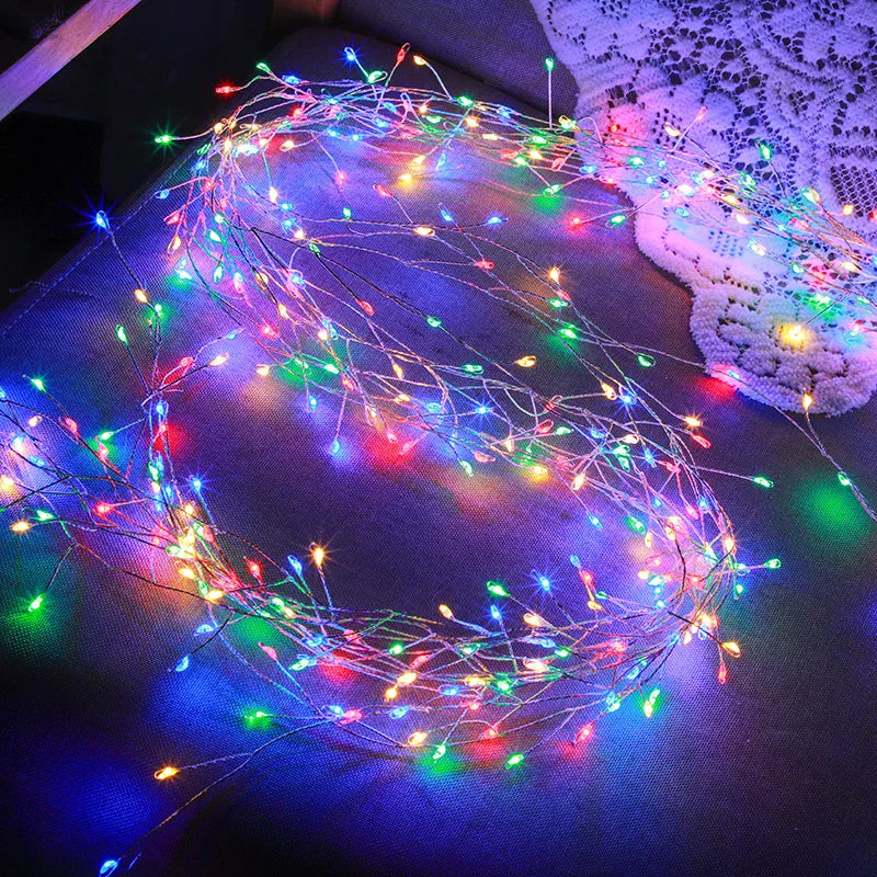 USB Power LED Firecracker String Lights Remote Control Garland Fairy Lights for Wedding Party Garden Plants Christmas Decoration