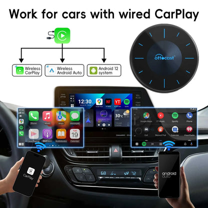 OTTOCAST P3 AI Box Android TV Box for HDMI out Wireless CarPlay Android Auto Car Accessories for Toyota VW Honda Kia Benz Nissan