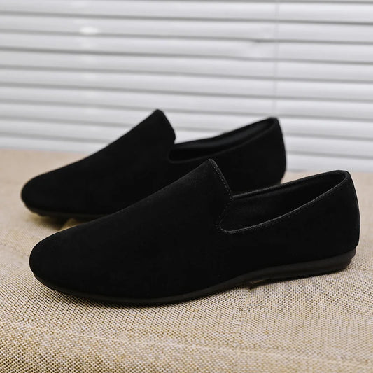 Hot Sale Black Loafers Men Summer Flat Shoes Comfortable Lightweight Men's Casual Shoes Non-slip Slip-on Shoes Man Lazy Shoes