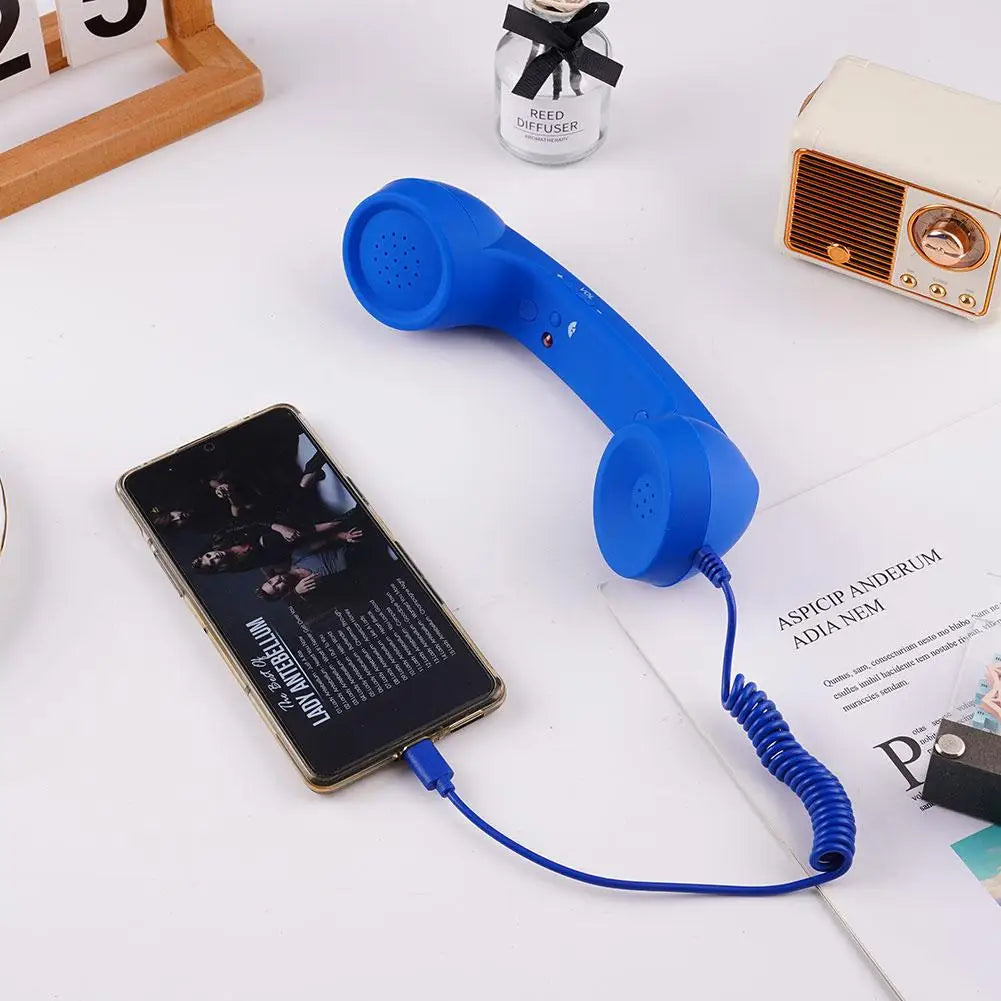 3.5mm Universal Retro Telephone Handset Retro Telephone Receiver Handset Mini Microphone Speaker for Mobile Phones Computers