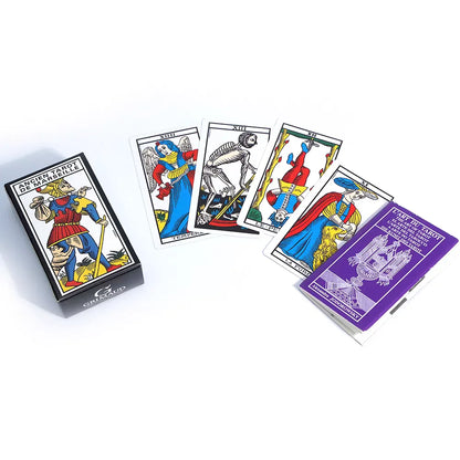 French Ver. Marseille Tarot 78 Cards Full Set Original Vintage Marseille Tarot Deck With Guidebook Divination Game Cards