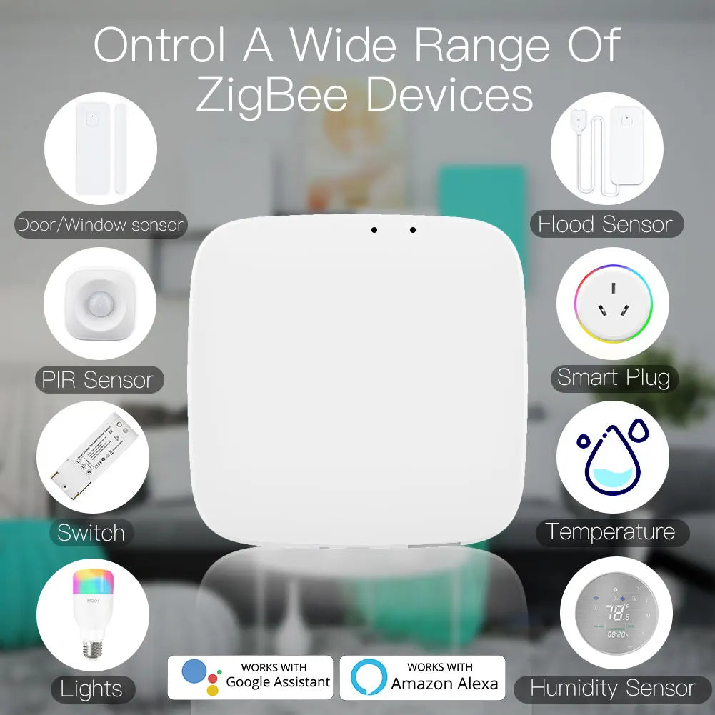 MOES Tuya ZigBee3.0 Smart Hub, Wireless/Wired Gateway Bridge SmartLife App Remote Control Works with Alexa Google Home Assistant
