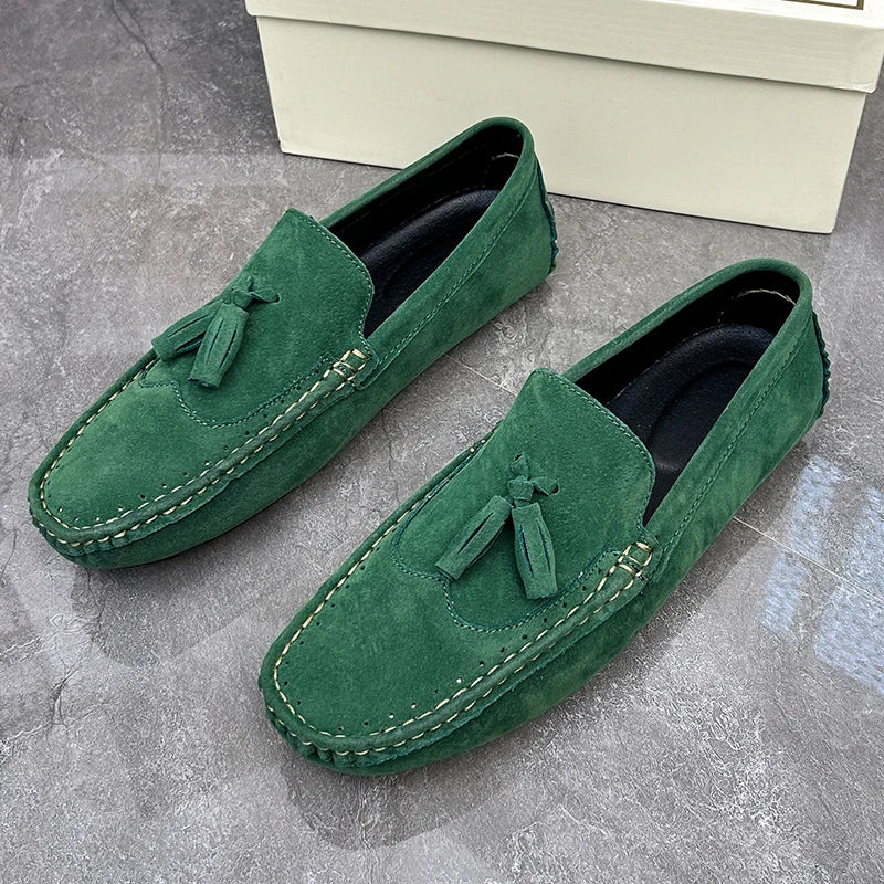 Loafer Men Orange Loafers Tassel Decor Slip on Driving Shoes Casual Business Moccasins Breathable Male Footwear Loafers