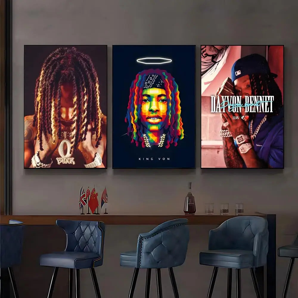 Singer King Von Poster Posters Anime Room Decor Decoration Movie Backpack Wall Interior Music Wall Art