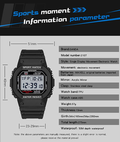 SANDA Fashion Top Brand G Style Digital Men's Watch Luxury Military Sport Waterproof Alarm Stopwatch Clock Men Relogio Masculino