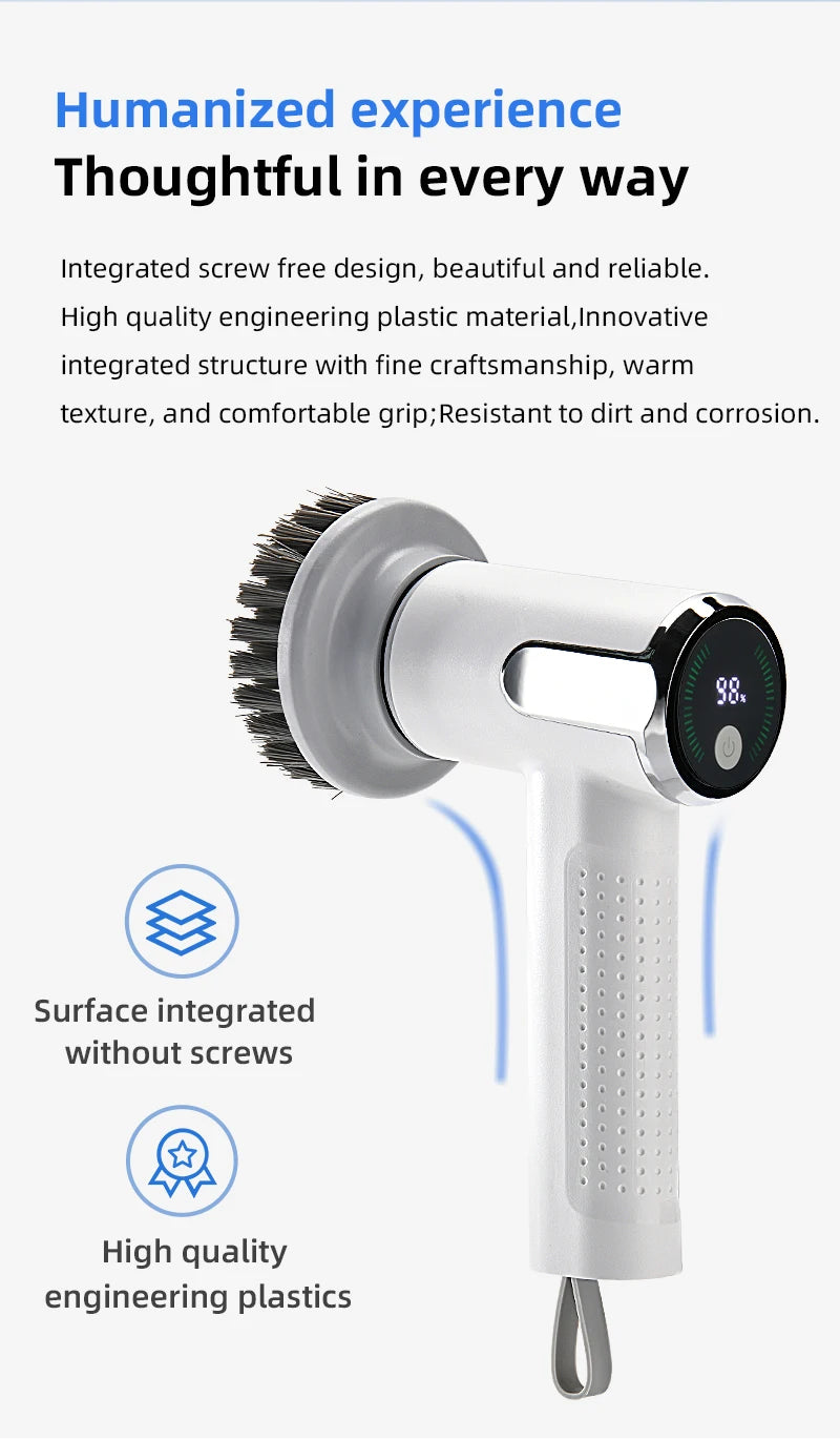 4-in-1 Electric Cleaning Brush IPX7 Waterproof Multi-Functional Wireless Handle Rechargeable Portable Brush For Bathroom Kitchen