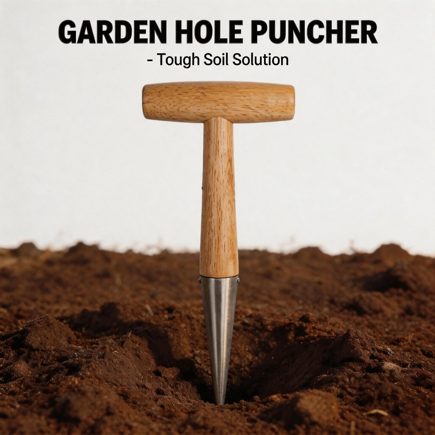 Durable Rust Proof Wood Handle Hand Dibber Hole Puncher for Seed Sowing Plant Transplanting Bulb Planting Remover Tool