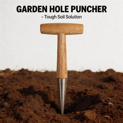 Durable Rust Proof Wood Handle Hand Dibber Hole Puncher for Seed Sowing Plant Transplanting Bulb Planting Remover Tool