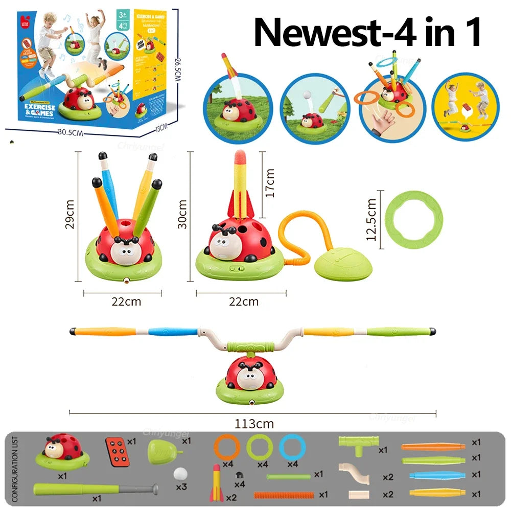 Musical Jump Sports Toys Multifunction Toss Ring Game Toy and Shooting Launcher for Kids Fitness Training Home Outdoor Game