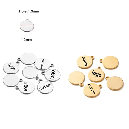100pcs Customized Laser Engrave  LOGO Stainless Steel Personalized Tags Metal tag Engraved steel charms jewelry labels engraved
