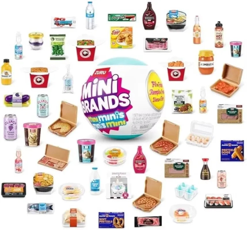 Zuru Mini Brands Fridge Blind Box: 5 Mystery Toys! Miniature Grocery Collectibles for Dollhouse & Kids' Play. My Melody