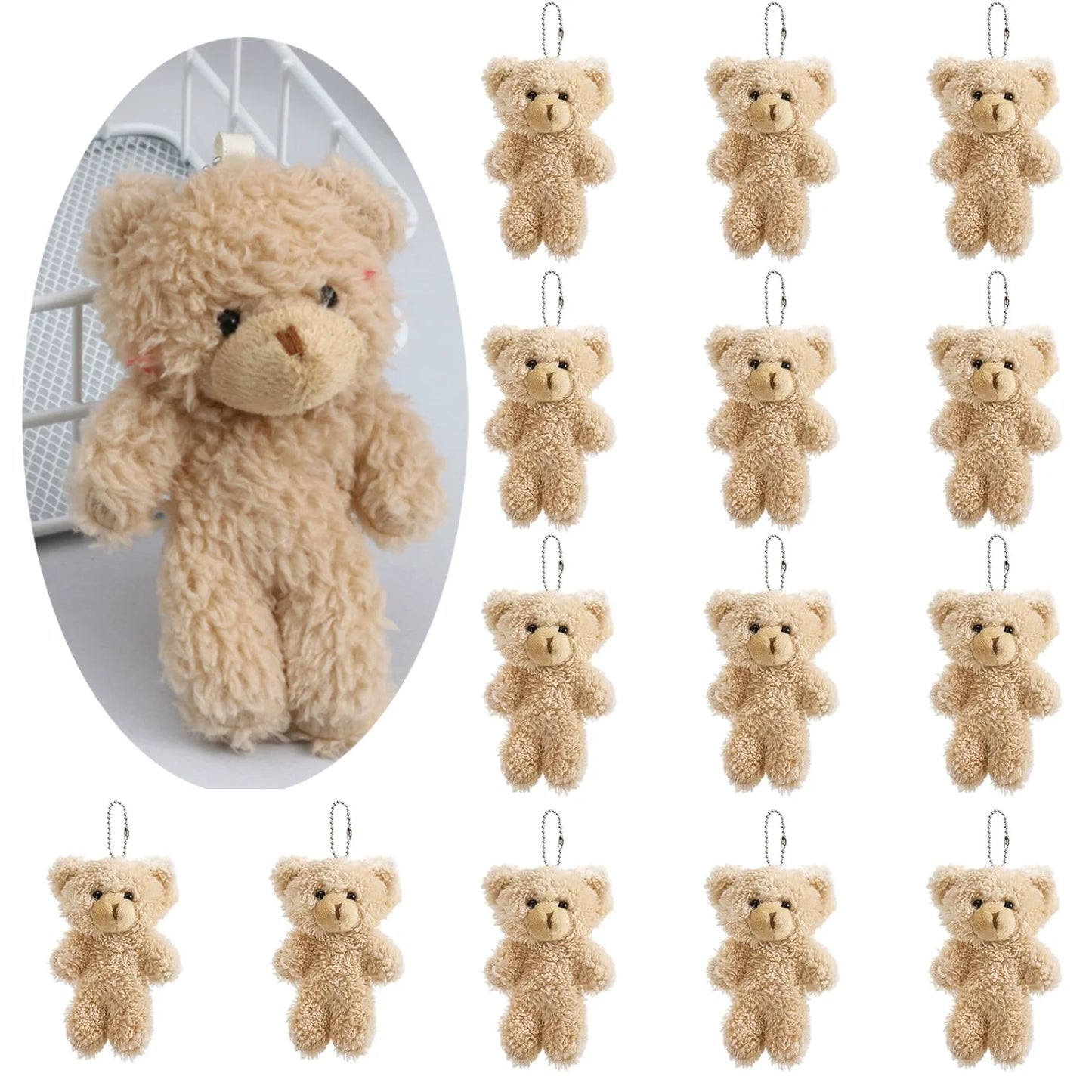 12-500Pcs Mini Teddy Bears Tiny Soft Stuffed Teddy Bear Small Plush Bears Bulk for Birthday Party Decor Favors Bag Keychain