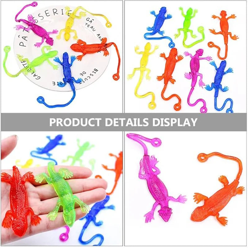 Kids Birthday Party Favors Funny Colorful Sticky Retractable Lizard Toy Pinata Filler Christmas Carnival Boys Girls Rewards
