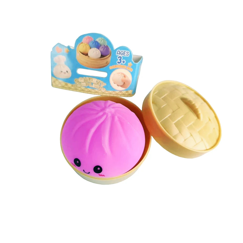 Squishy Dumpling Toy Crystal Steamer Bun Food Shape Squeeze Stress Relief Fidget Toy Desktop Ornament Gift