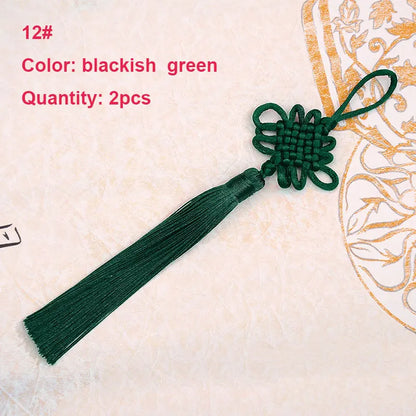 2Pcs Tassel Fringe Handmade Silk Floss Chinese Knot Tassel Bangs Flower Tassel for DIY Craft Door Car Handing Home Decor