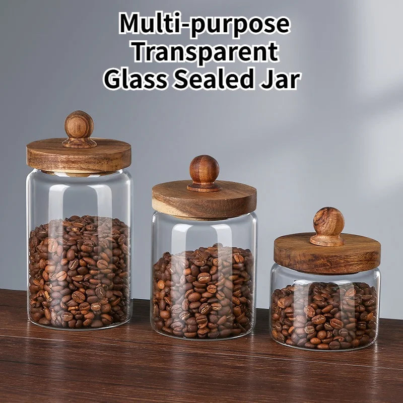 Kitchen Glass Storage Jar Multi-purpose Transparent Glass Sealed Jar Household Moisture-proof Grains Coffee Bean Storage Tank