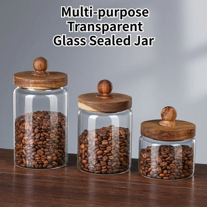 Kitchen Glass Storage Jar Multi-purpose Transparent Glass Sealed Jar Household Moisture-proof Grains Coffee Bean Storage Tank