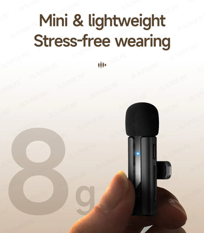 2-in-1 Wireless Lavalier Microphone for iPhone Android, Mini Pro Lapel Mic with Noise Reduction & Pickup for Vlog Live Recording