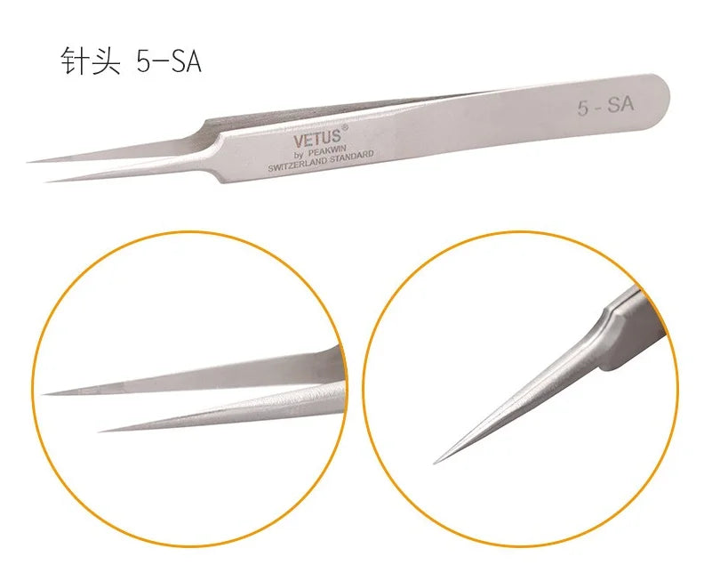 100% brand Stainless Steel anti-static eyelash tweezers superhard Eyelash Extension tool Best Quality Tweezer