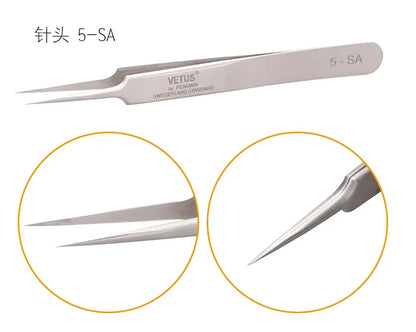 100% brand Stainless Steel anti-static eyelash tweezers superhard Eyelash Extension tool Best Quality Tweezer