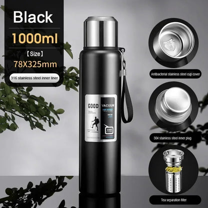 Large Capacity Cold & Hot Thermos Tumbler, Stainless Steel Insulated Water Bottle, Tea Coffee Flask Pot Travel Mug
