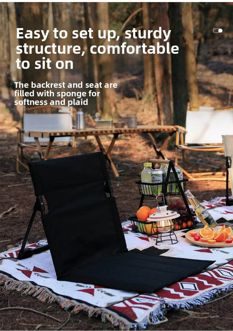 Lightweight Portable Outdoor Folding Beach Chair picnic groud seat One-Piece Backrest Design for Camping Travel Leisure No Legs