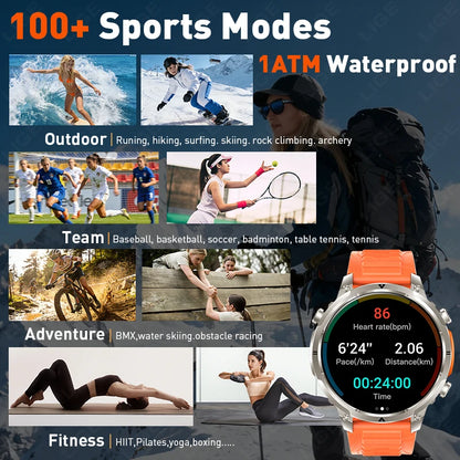 LIGE 2026 Nowy Męski Wojskowy Zegarek Smartwatch GPS Mapa Kompas Pamięć 4GB Bateria 1000mAh Wodoodporność 10ATM Rozmowy Bluetooth HD