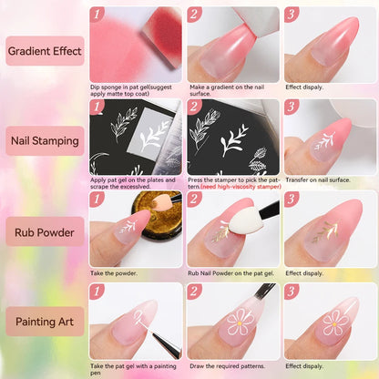 UR SUGAR 9 Colors Gradient Painting Gel Palette with 50pcs Mini Sponge Set French Ombre Gel Nail Polish for Pigmented Manicure