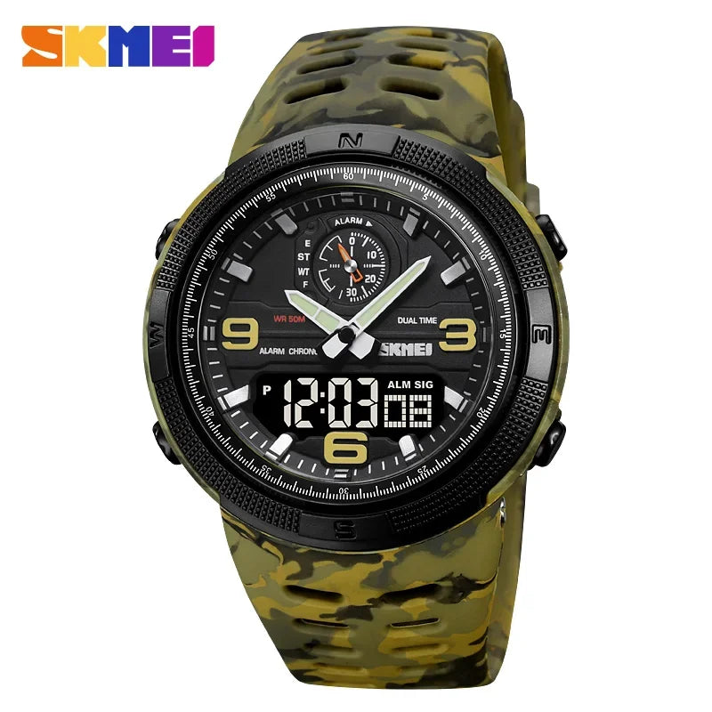 SKMEI  Outdoor Sports Men's Electronic 1655 Watch Dual Display Multi functional Waterproof Student Exploration Watch