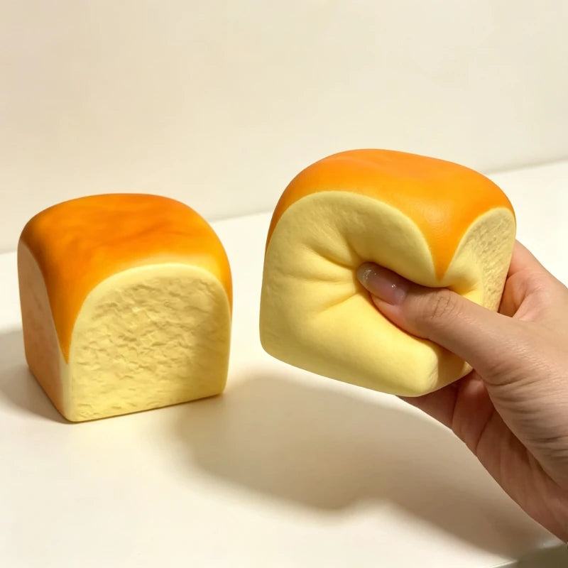 1&2PC Simulation Bread Squishy Squeeze Toy Food Grade Silicone Safe Soft Slow Rising Decompression Fidget Toy For Stress Relief