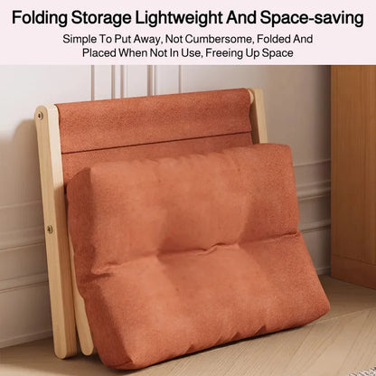 Solid Wood Folding Entryway Stool - Shoe Changing Footstool with Cotton-filled Cushion for Sofa Rest