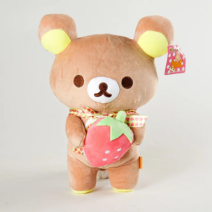White Rilakkuma Plush Cute Animal Strawberry Cute Bear Stuffed Doll Kuma Plushies Kawaii Room Deocr Toys Xmas Gift for Kids
