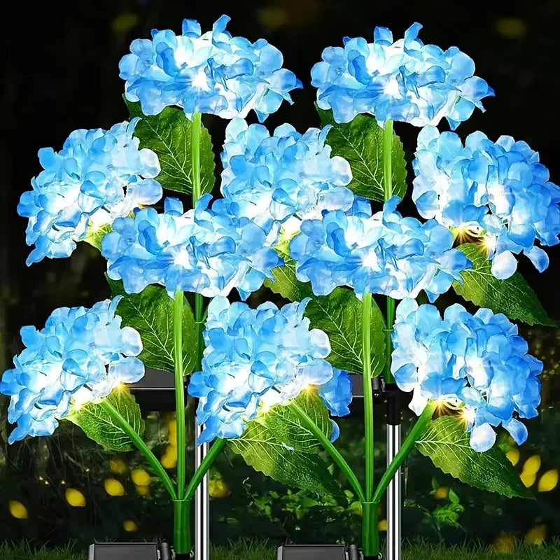 Solar Hydrangea Flower Lights For Outdoor Courtyard Decoration, LED Simulation Flower Lights, Solar Lawn Lights for Garden Decor