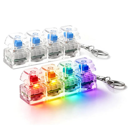 4-Button Light Up Keyboard Keychain Clickable LED Button Fidget Toys with Lights for Stress Relief Anxiety People Desk Accessory