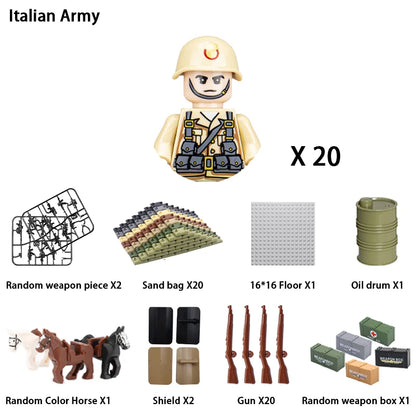 WWII Infantry Military Soldier War National Army Mini Gun armament Models Building Blocks Building Blocks Toys for Kids