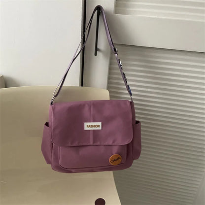 Women's School Messenger Bags for Teen Girls Shoulder Bag Ladies Designer Handbags Large Capacity Solid Canvas Crossbody Bags